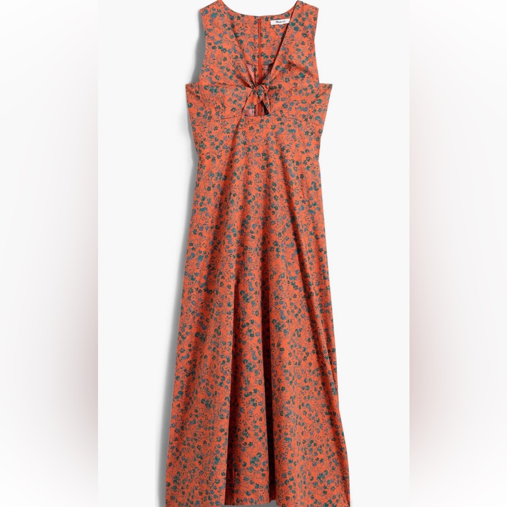 Madewell Floral Orange Sleeveless Dress size 6